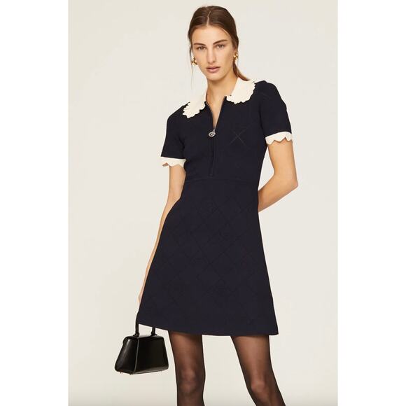Sandro Scalloped Collar Dress Sz 38 - Picture 1 of 9